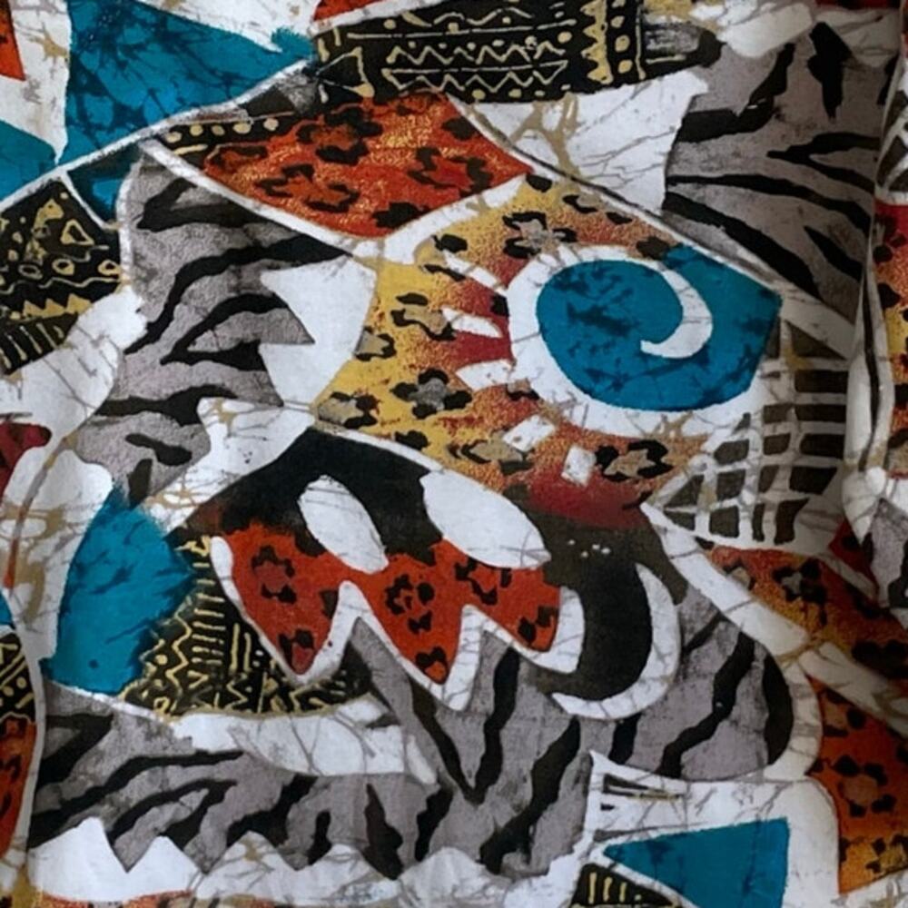 Chico’s Additions 100% Cotton Top Sz Large V-Neck Abstract Colorful Artsy Boho - Picture 4 of 8